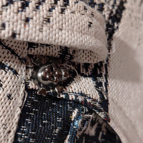 Rebel Vengeance Deep Navy Blue & Light Gray Skull Print Cargo Unisex Pants - Picture 4 of 9